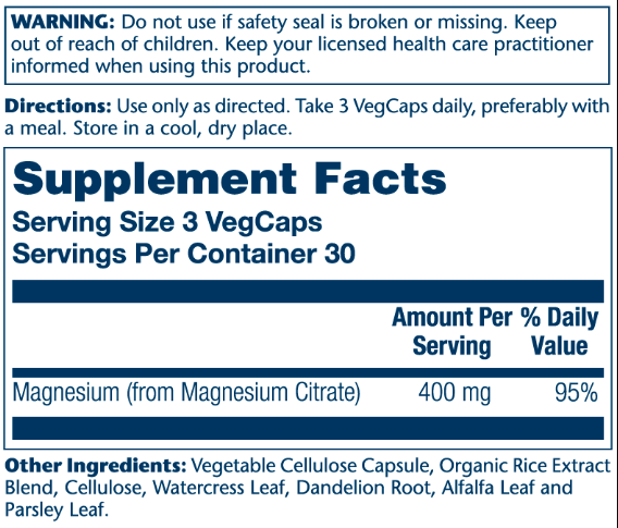 Solaray Magnesium Citrate 400mg - 90 капсул 076280463019 фото