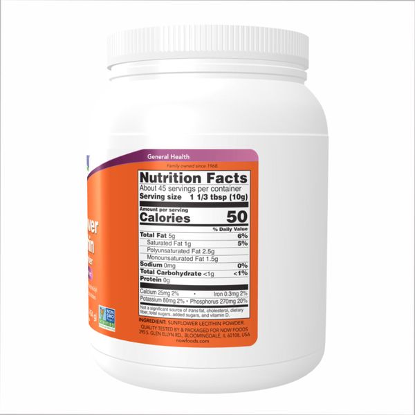 NOW Foods Sunflower Lecithin pure powder - 454г 733739023148 фото