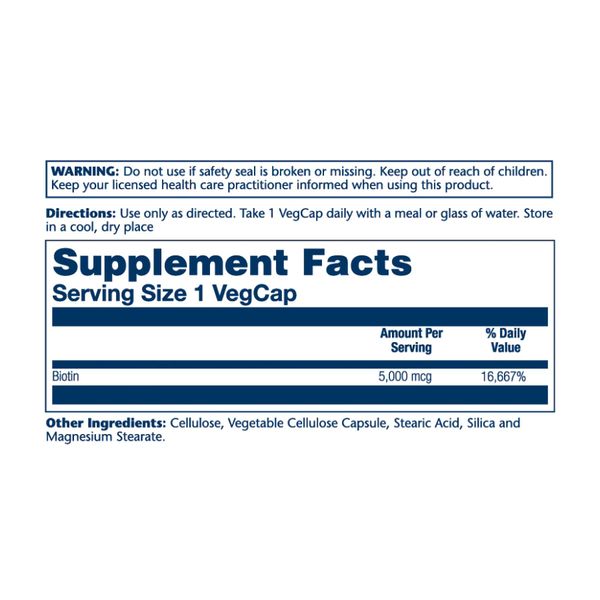 Solaray Biotin 5000mcg - 60 капсул 076280435450 фото