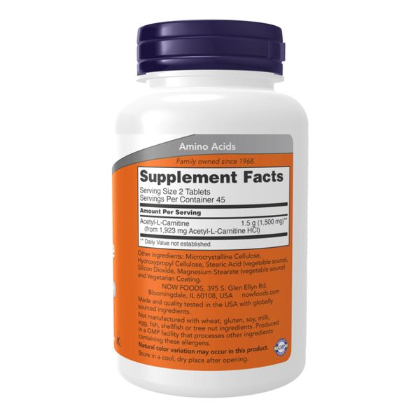 NOW Foods Acetyl L-Carnitine 750mg - 90 таблеток 733739000811 фото