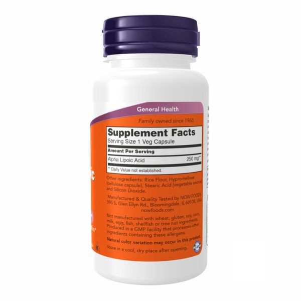 NOW Foods Alpha Lipoic Acid 250mg - 60 капсул 733739030429 фото