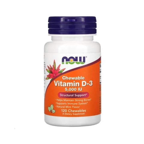 NOW Foods VIT D-3 5000 IU Мята - 120 капсул 733739003584 фото