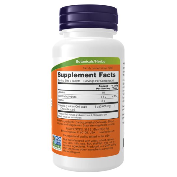 NOW Foods Chlorella 100mg - 60 таблеток 733739026309 фото