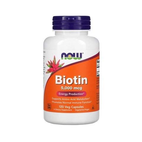 NOW Foods BIOTIN 5000мкг - 120 капсул 733739004741 фото