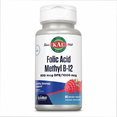 KAL Folic Acid Methyl B-12 - 60 таблеток Малина 021245978138 фото