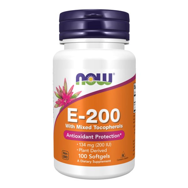 NOW Foods Vitamin E-200 Mixed Tocopherols - 100 капсул 733739008251 фото