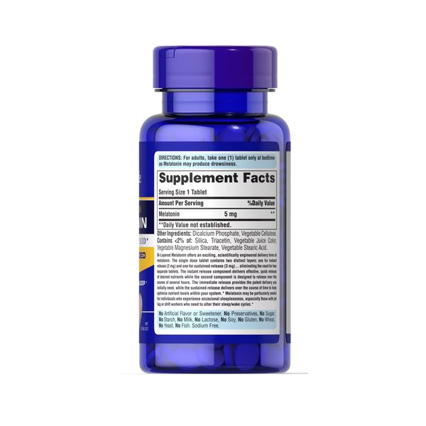 PP Melatonin Bi Layer 5 mg - 60 таблеток 025077530984 фото