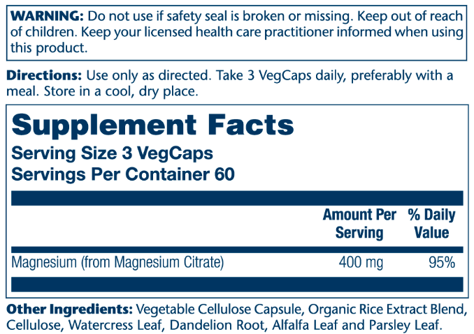 Solaray Magnesium Citrate 400mg - 180 капсул 076280374025 фото